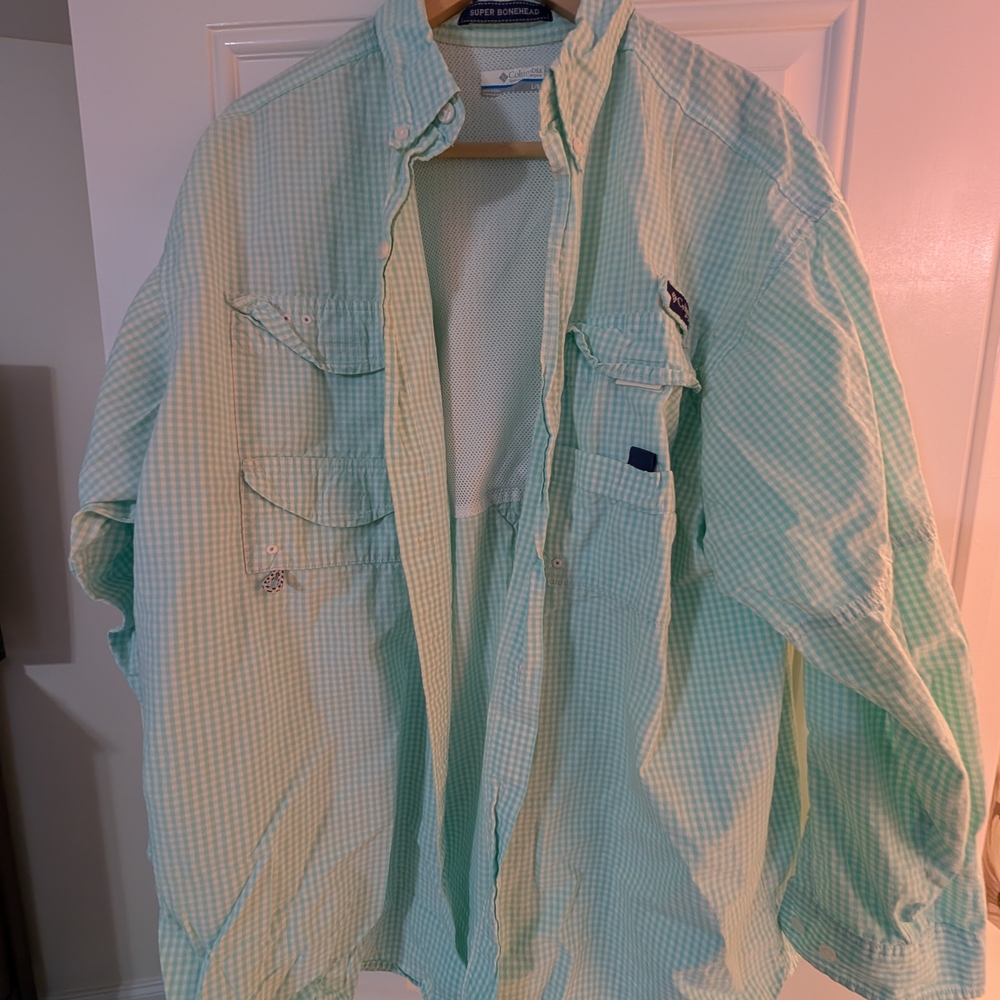 Columbia Light Green Checkered Shirt Jacket